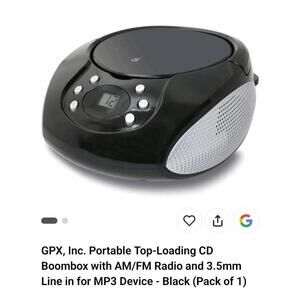CD Boombox/ AM/FM/ Line In/ GPX BC112B/ Black